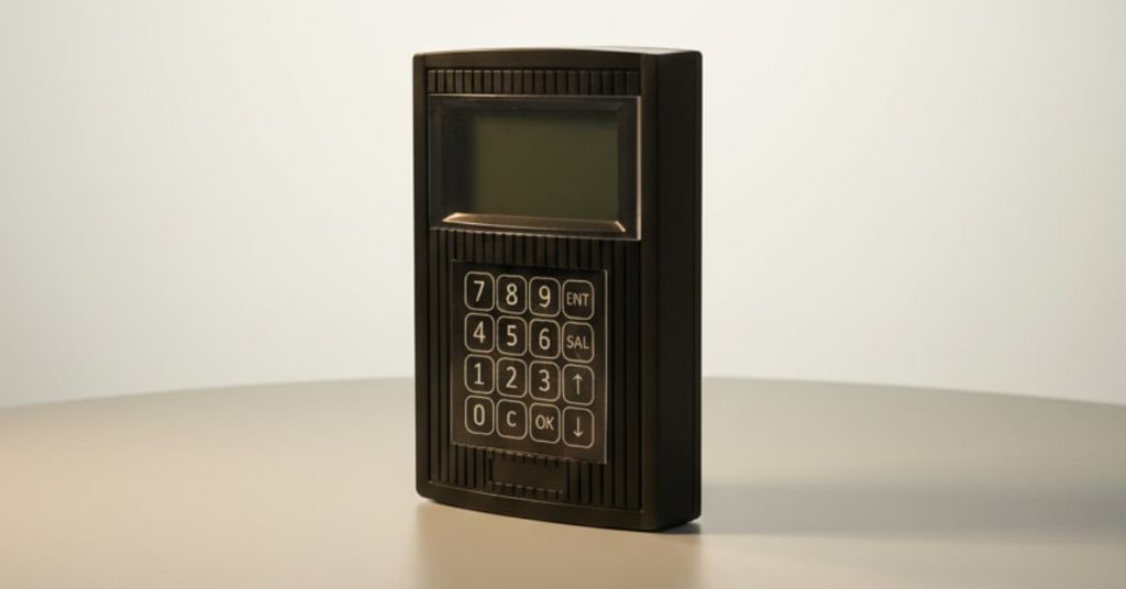 Terminal de control horario y control de accesos con teclado numérico y pantalla digital
